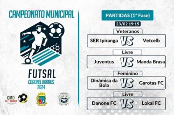 Nesta sexta-feira, 23 de fevereiro, a cidade de Coronel Barros se prepara para o início do tradicional Campeonato Municipal de Futsal. O evento esportivo, que já faz parte do calendário local, promete agitar as quadras e reunir torcedores apaixonados pelo