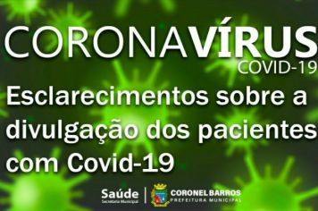 Coronavírus: Esclarecimentos sobre a divulgação dos pacientes com Covid-19