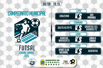 8ª rodada do Municipal de Futsal promete grandes duelos nesta sexta-feira em Coronel Barros