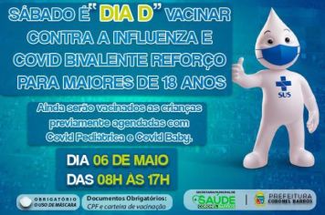 Dia D de vacinação contra a influenza e COVID-19 será em 6 de maio