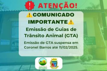 Emissão de Guias de Trânsito Animal (GTA)