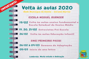 Ano letivo inicia na próxima quarta-feira em Coronel Barros