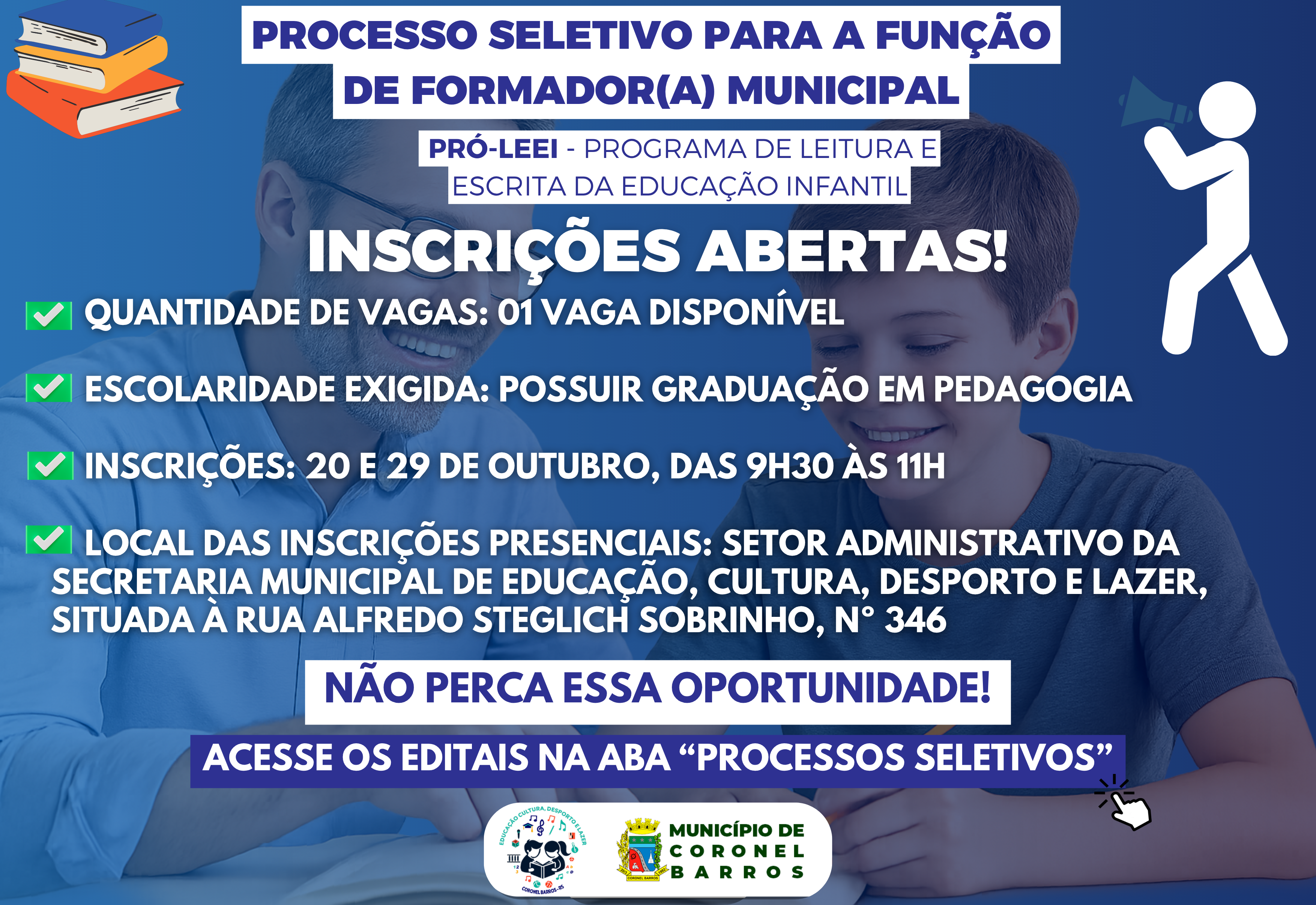 Abertas as inscrições para PROCESSO SELETIVO PARA A FUNÇÃO DE FORMADOR(A) MUNICIPAL