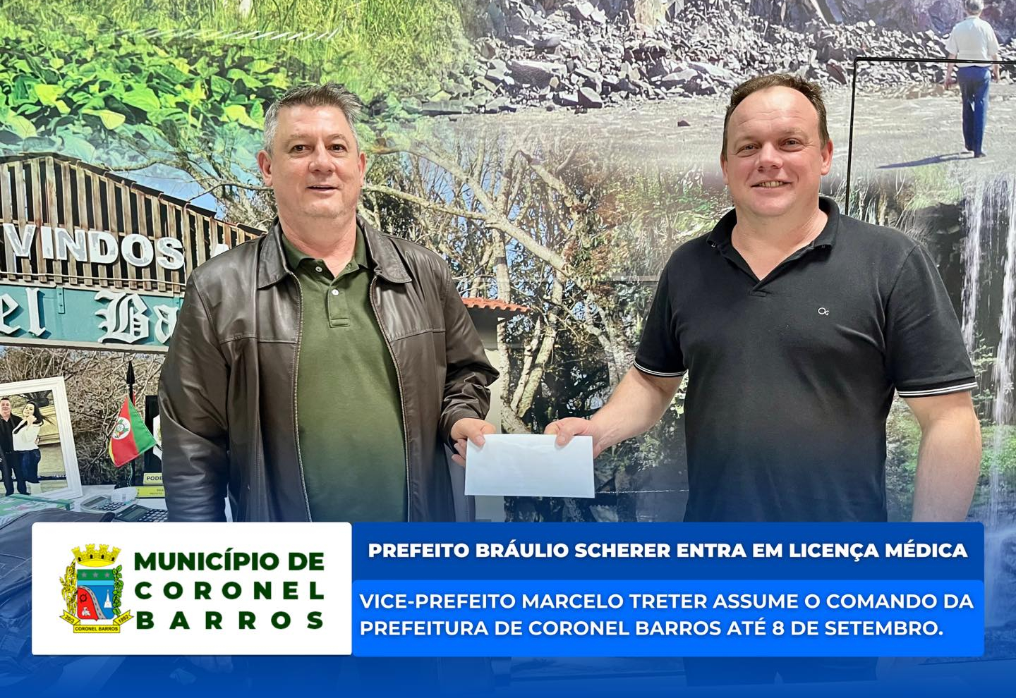 Bráulio Scherer, prefeito de Coronel Barros, pede afastamento temporário do cargo para tratamento médico