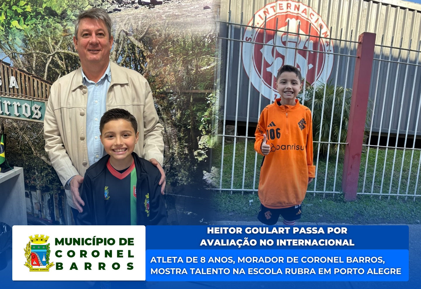 Jovem atleta de Coronel Barros passa por avaliação no Internacional