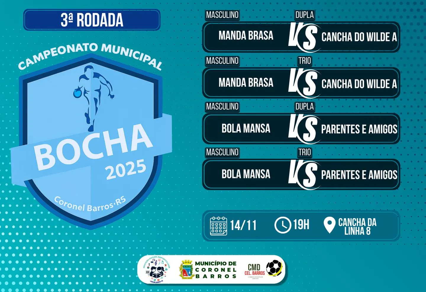 3ª Rodada do Campeonato Municipal de Bocha 2025!