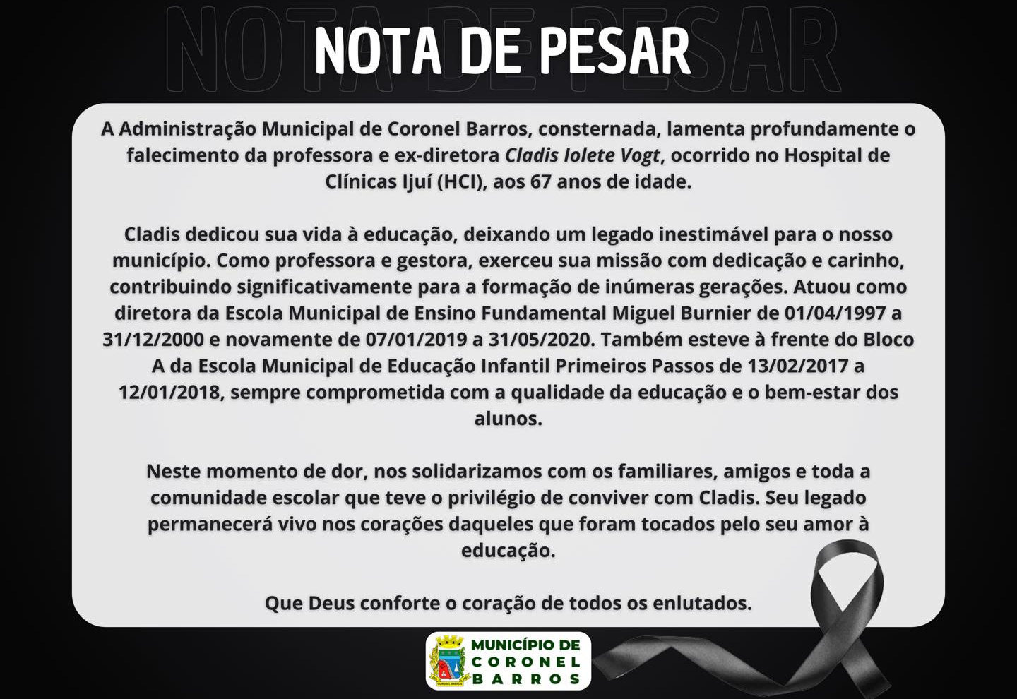 NOTA DE PESAR