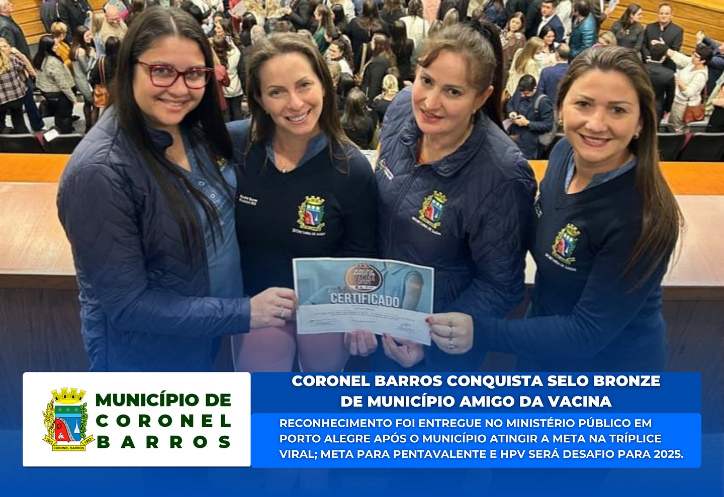 Coronel Barros recebe Selo Bronze de Município Amigo da Vacina