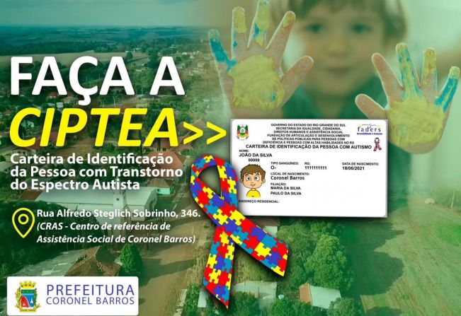 Coronel Barros Regulamenta Emissão da Carteira de Identificação para Pessoas com Autismo