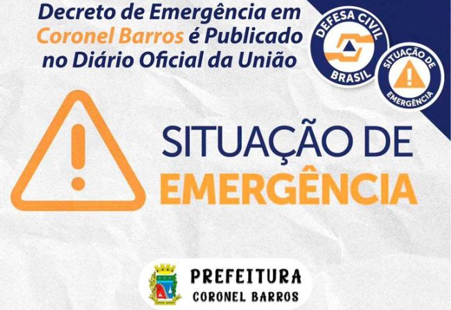 Decreto de Emergência em Coronel Barros é Publicado no Diário Oficial da União