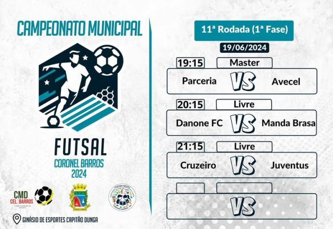 Confira os jogos da 11ª rodada do Campeonato Municipal de Futsal de Coronel Barros