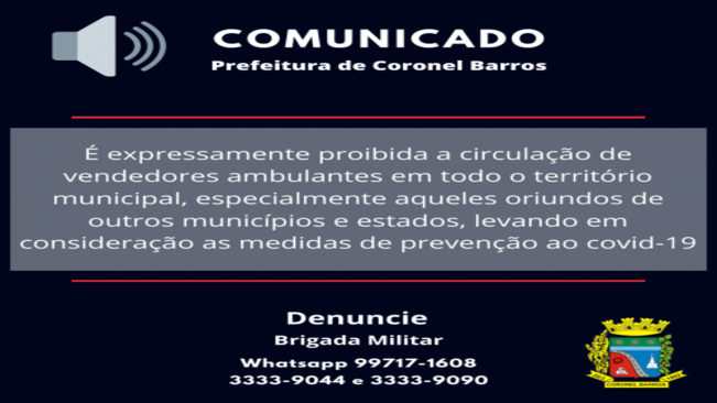 Proibida circulação de vendedores ambulantes no município