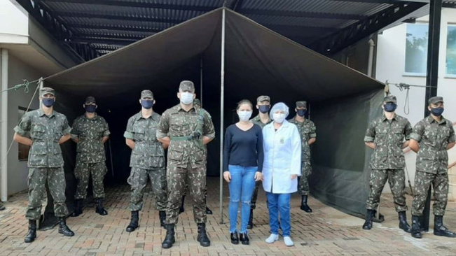 Coronel Barros recebe barraca do Exército para enfrentamento ao Covid-19