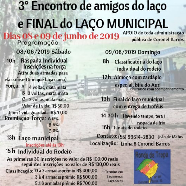 Finais do 1º Tiro de Laço Municipal acontecem neste final de semana em Coronel Barros