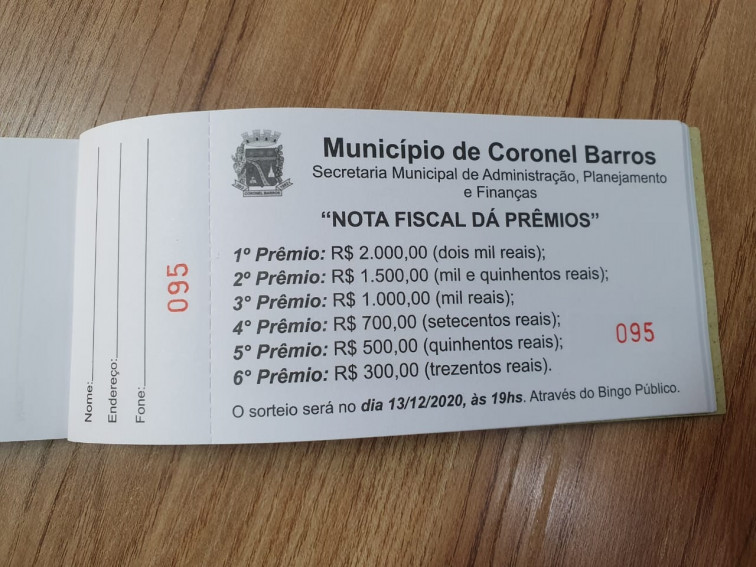 Notas fiscais podem ser trocadas por cartelas para concorrer a prêmios