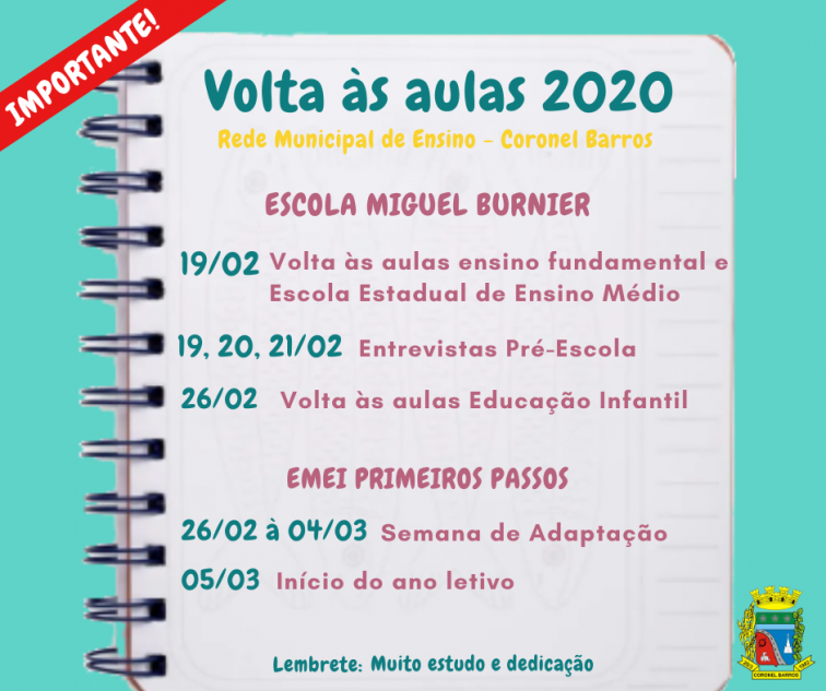 Ano letivo inicia na próxima quinta-feira em Coronel Barros